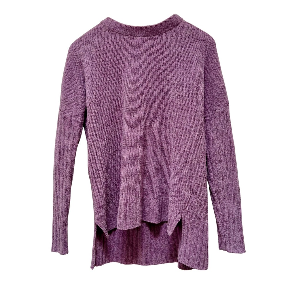 Cynthia Rowley Purple Soft Textured Crew Neck High Low Sweater Women S‎ Cozy